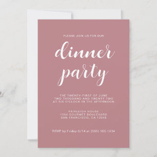 Invitation Simple Chic Script Dusty Rose Dîner