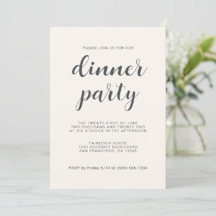 Invitation Simple Chic Script Light Ivory Diner Party