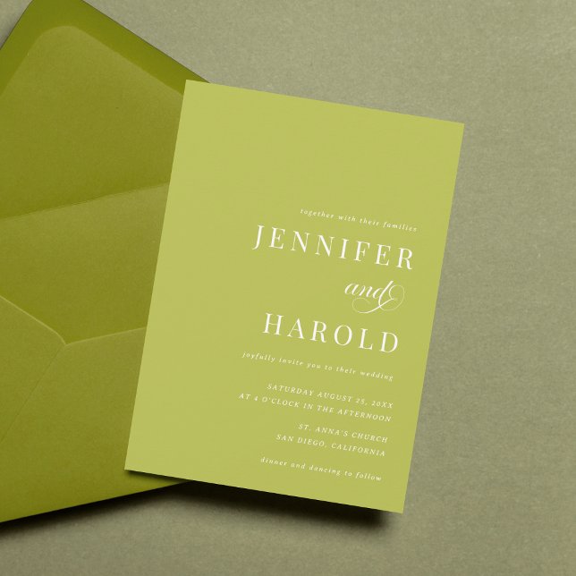 Invitation Simple Citrus Green Minimalist All in One Wedding (Créateur téléchargé)