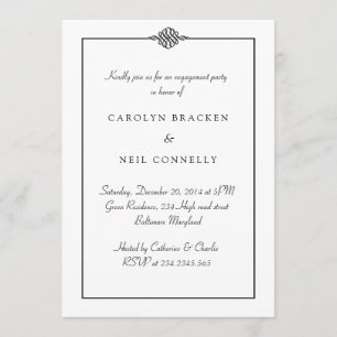 Invitation Simple Classic Black White Engagement Party