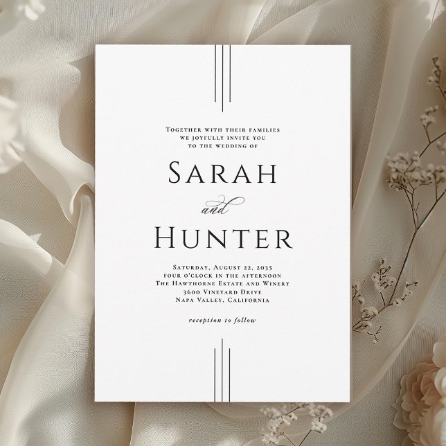 Invitation Simple Classic Elegant Typography Wedding (Available in both printed and instant download digital formats.)