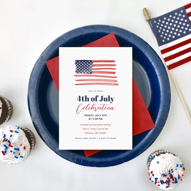 Invitation Simple Classique American Flag 4 juillet Party (Créateur téléchargé)