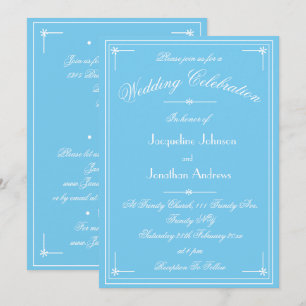 Invitation Simple Classique Bleu Aqua Tout En Un Mariage