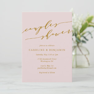 Invitation Simple Classique Élégant Couples Roses Douche