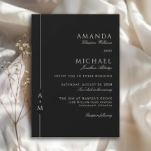 Simple classique élégant noir minimaliste Mariage