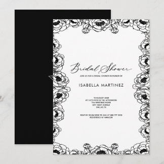 Invitation simple classique élégant shower de mariage noir