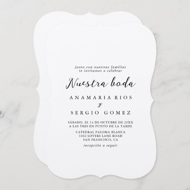 Invitation Simple classique Kraft Nuestra Boda Mariage (Devant / Derrière)