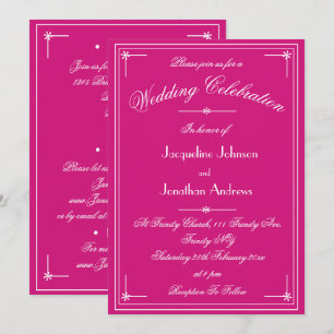 Invitation Simple Classique Magenta & Blanc Tout En Un Mariag