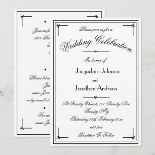 Invitation Simple Classique Mariage Tout En Un Blanc & Noir