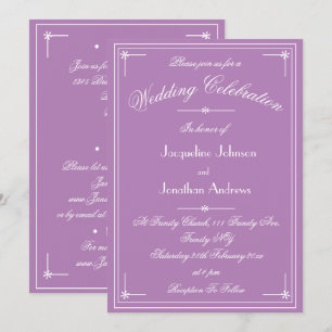 Invitation Simple Classique Mauve Lilas Tout En Un Mariage