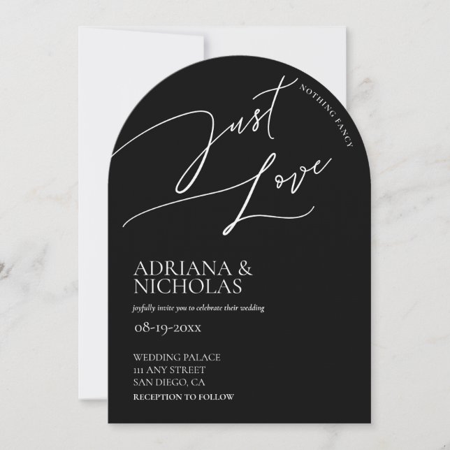 Invitation Simple Classique Noir Blanc Rien Mariage (Devant)