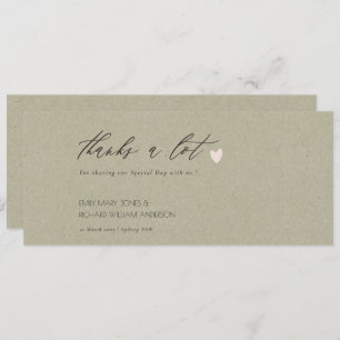 INVITATION SIMPLE COEUR D'OR KRAFT MARIAGE MERCI
