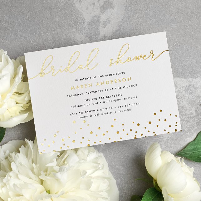 Invitation simple Confetti Fête des mariées Foil (Créateur téléchargé)