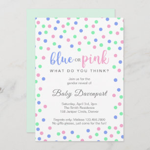 Invitation Simple Confetti Mignonne Révélation de genre