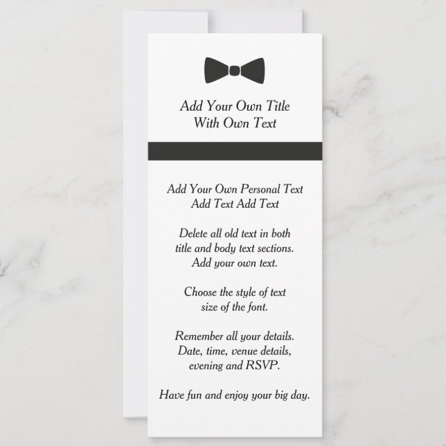 Invitation simple Cravate noire Bow Cravate (Devant)
