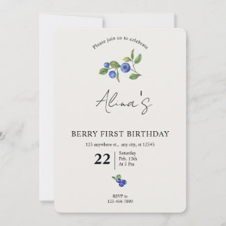 Invitation Simple Custom Berry first birthday fruit birthday 