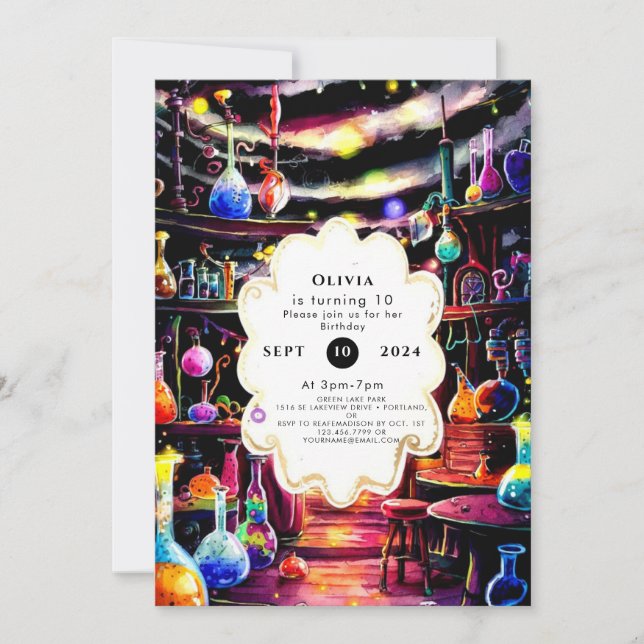 Invitation Simple Custom Kids Scientifique Anniversaire (Devant)