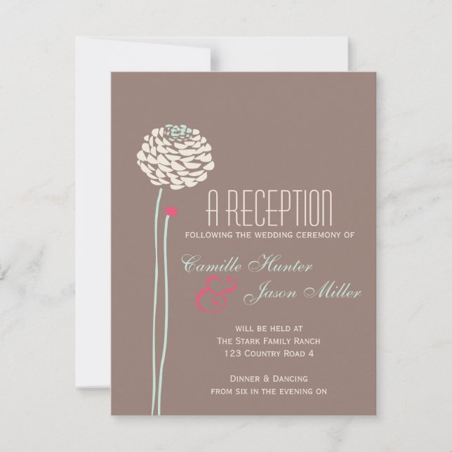 Invitation Simple Dahlia - Réception Rustique Moderne (Devant)