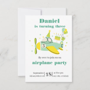 Invitation simple d'anniversaire d'avion ✈️