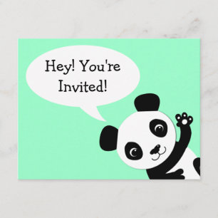 Invitation simple d'anniversaire d'ours panda