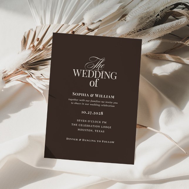 Invitation Simple Dark Brown Espresso | Neutral Wedding (Créateur téléchargé)