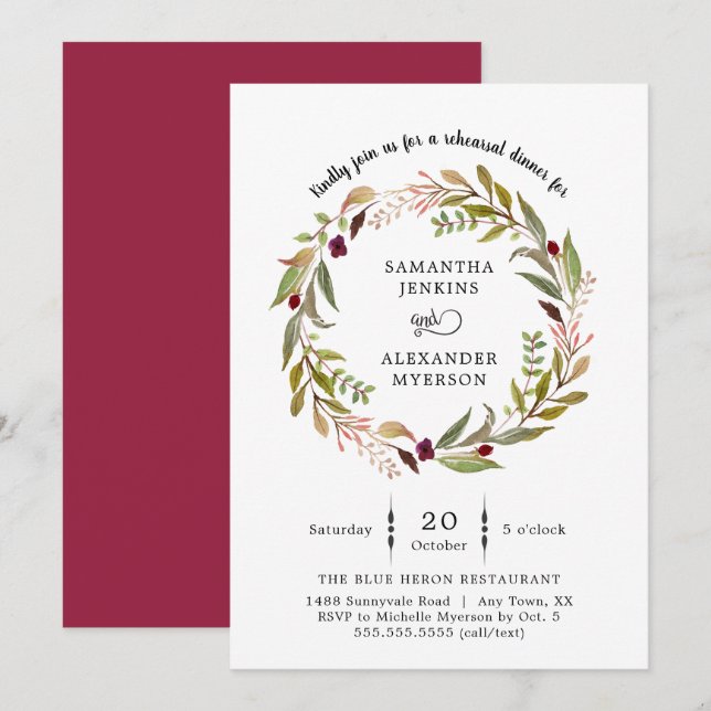 Invitation simple de dîner de répétition de (Devant / Derrière)
