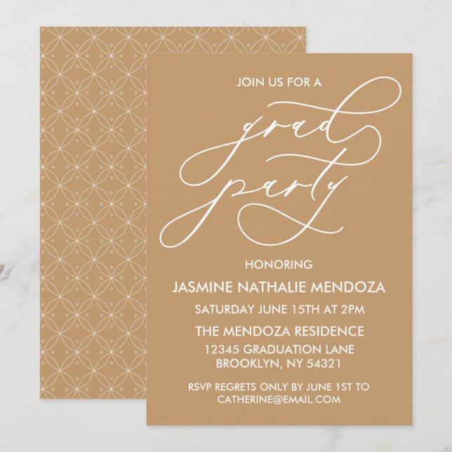 INVITATION SIMPLE DE DIPLÔME DE CALLIGRAPHIE SIMPL (Devant / Derrière)