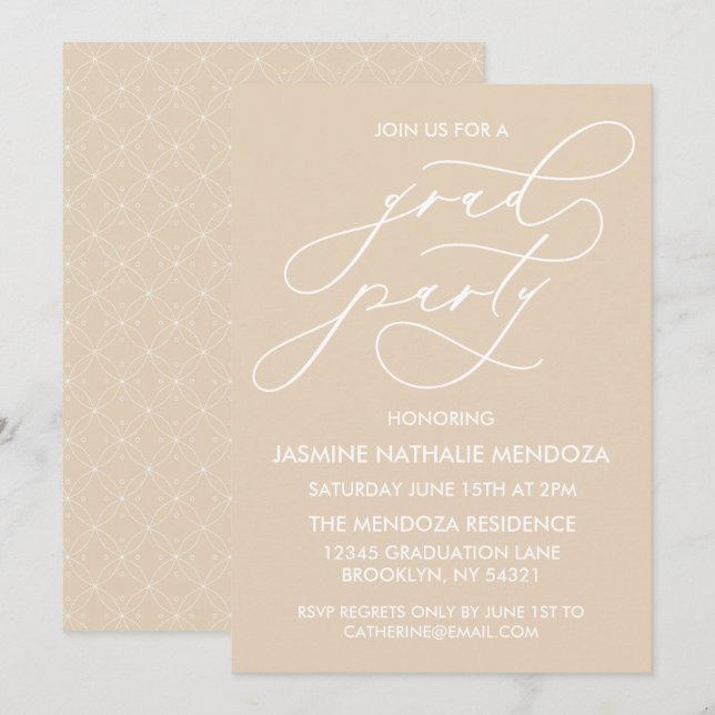 INVITATION SIMPLE DE DIPLÔME DE CALLIGRAPHIE SIMPL (Devant / Derrière)
