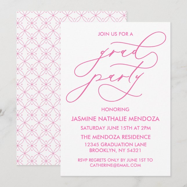 INVITATION SIMPLE DE DIPLÔME DE CALLIGRAPHIE SIMPL (Devant / Derrière)