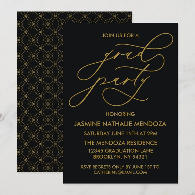INVITATION SIMPLE DE DIPLÔME DE CALLIGRAPHIE SIMPL (Devant / Derrière)
