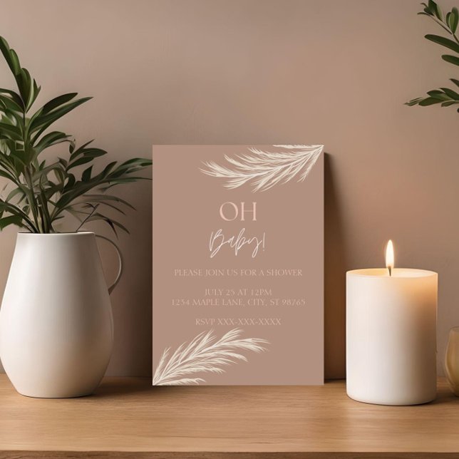 Invitation simple de douche bohème au ton neutre (Créateur téléchargé)