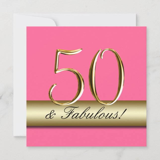 Invitation simple de fête d'anniversaire d'or rose (Devant)