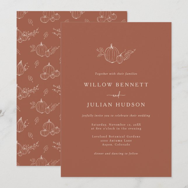 Invitation simple de mariage d'automne (Devant / Derrière)