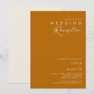 Invitation Simple Désert   Réception de mariage Orange brûlé