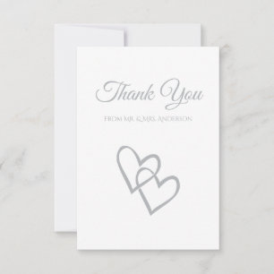 Invitation Simple Double Cœur Gris Mariage Merci