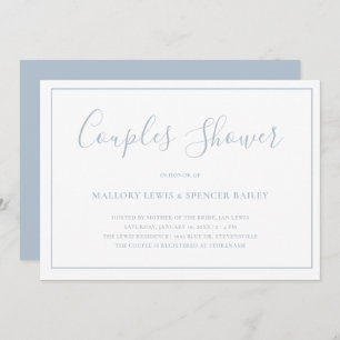 Invitation Simple Dusty Blue Élégant Couples Douche