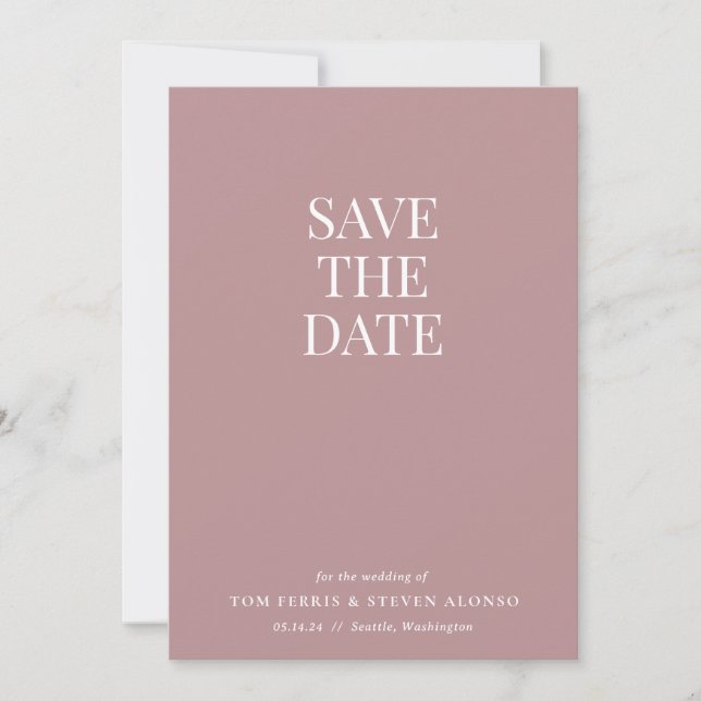 Invitation Simple Dusty Rose Enregistrer la date (Devant)