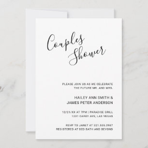 Invitation Simple Écran manuscrit Couples Douche