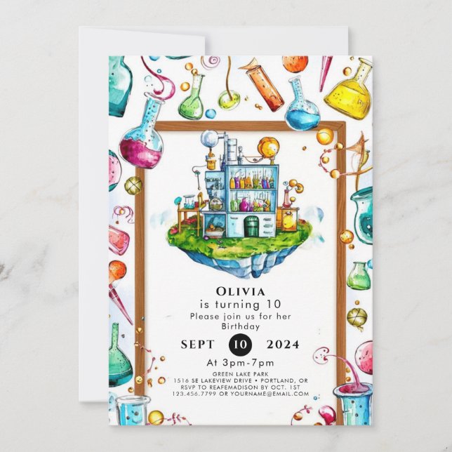 Invitation Simple Editable Magic Scientifique Anniversaire (Devant)