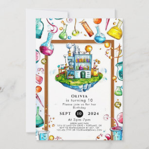 Invitation Simple Editable Magic Scientifique Anniversaire
