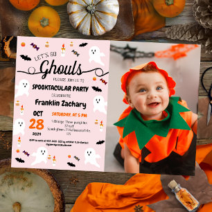 Invitation Simple Éffrayant Halloween Cute Ghouls fête d'anni