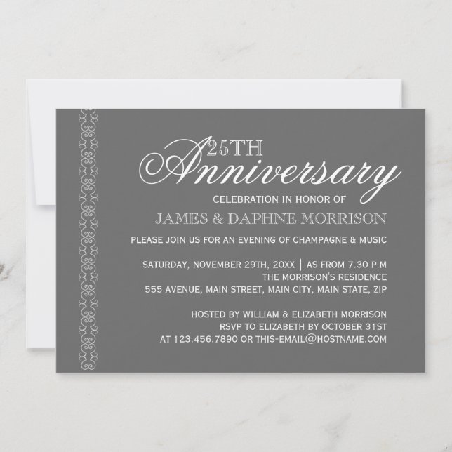Invitation Simple Élégance Mariage Anniversaire (Devant)