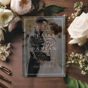 Invitation Simple Elegance Romantique Script photo mariage