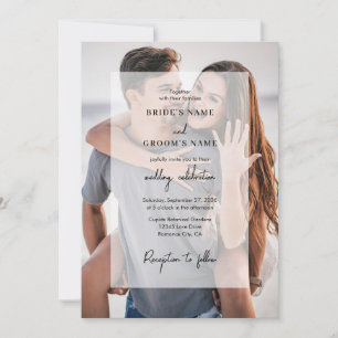 Invitation Simple Elegant 2 Photo Overlay Script Mariage