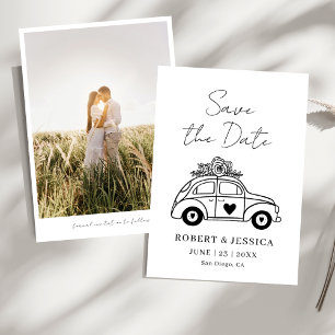 Invitation Simple Élégant Boho Photo Mariage Enregistrer La D