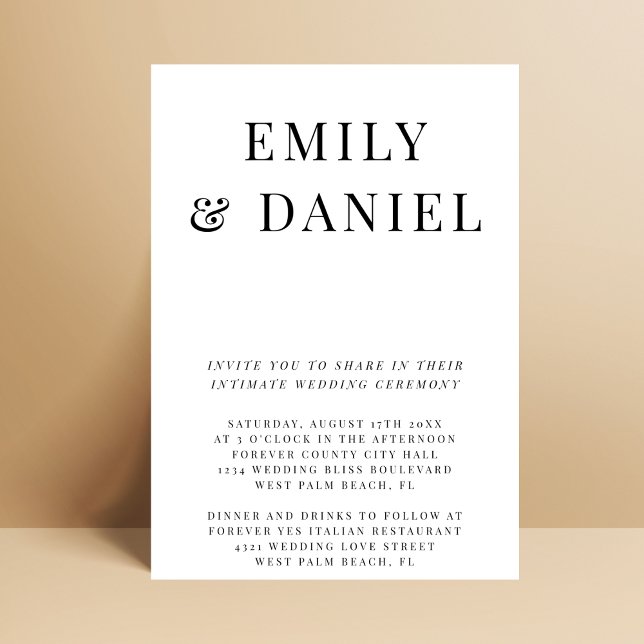 Invitation Simple Elegant Bold Intimate Courthouse Mariage (Créateur téléchargé)