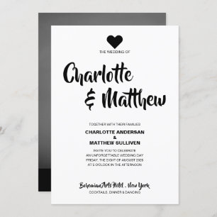 Invitation Simple Elegant Bold Script Photo Modern Wedding