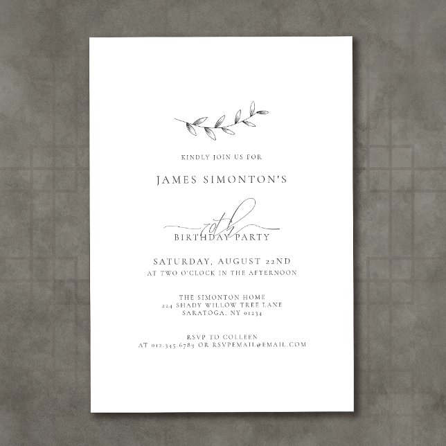 Invitation Simple élégant Botanique 70e anniversaire (Créateur téléchargé)
