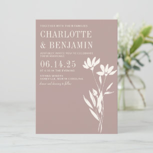 Invitation Simple Elégant Botanique Dusty Mauve Mariage ivoir