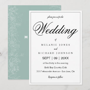 Invitation Simple Elegant Chic Calligraphie Monogramme Mariag